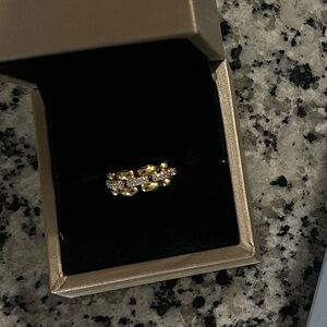 Yellow gold plated and faux diamonds ring